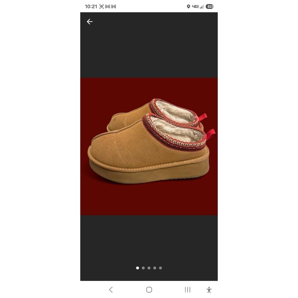 Brown with red ugg dupe slip on shoes slippers sneakers!